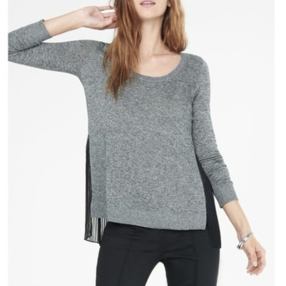 Express heather gray long sleeve layered knit top - Picture 2 of 7